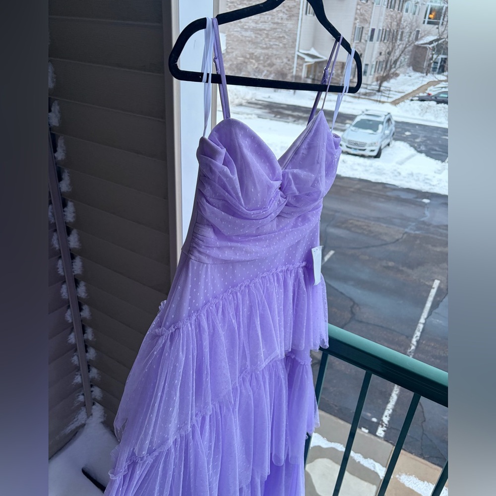 🆕 NEXT/UP Lavender Swiss Dot Tiered Tulle Maxi Dress Size 11/12 Prom Formal Gown - Picture 5 of 16